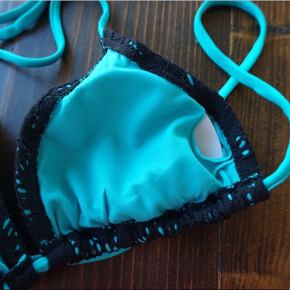 🏝💙CALIFORNIA WAVES BLACK TEAL CROCHET BIKINI💙🏝 - Picture 7 of 7